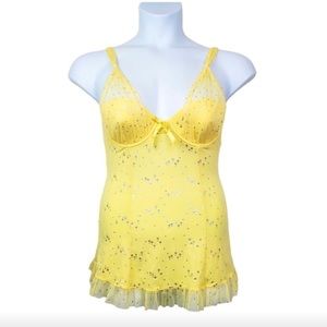 Stunning Victoria’s Secret Yellow Sequin Tulle Babydoll Slip